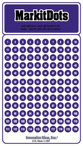 Medium Numbered 1-240 Purple Dots