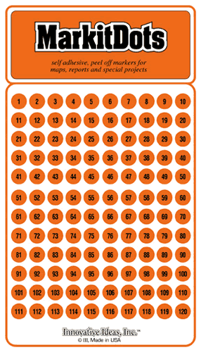 Medium Numbered 1-240 Orange Dots