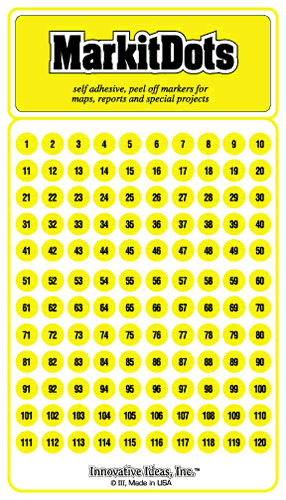 Medium Numbered 1-240 Yellow Dots