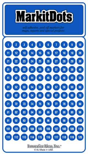 Medium Numbered 1-240 Blue Dots