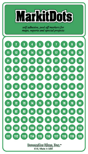Medium Numbered 1-240 Green Dots