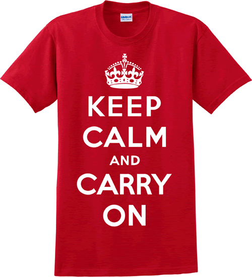 Keep Calm and Carry On (red) Adult T-Shirts