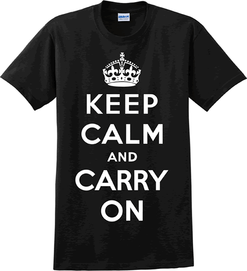 Keep Calm and Carry On (black) Adult T-Shirts