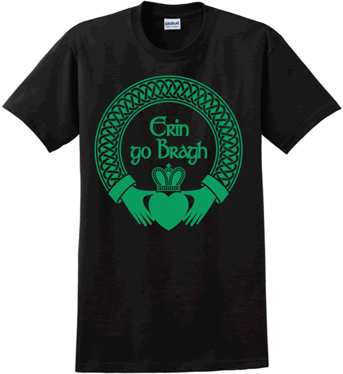 Erin Go Bragh (black w/green) Adult T-Shirts