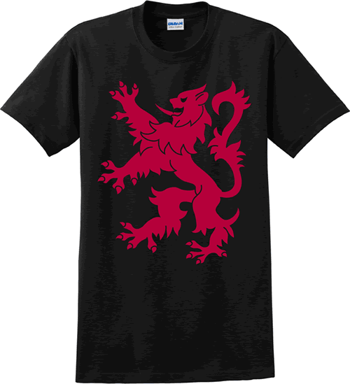 Scotland Lion (black w/red) Adult T-Shirts