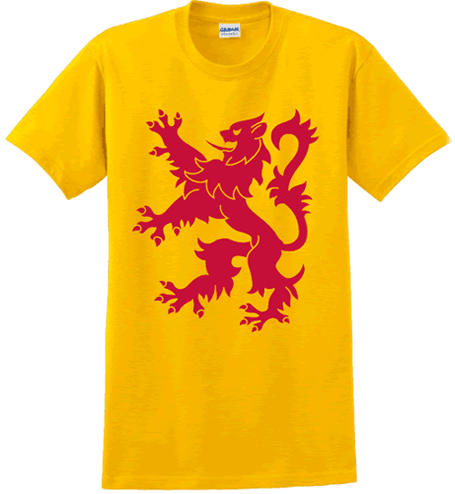 Scotland Lion (yellow w/red) Adult T-Shirts